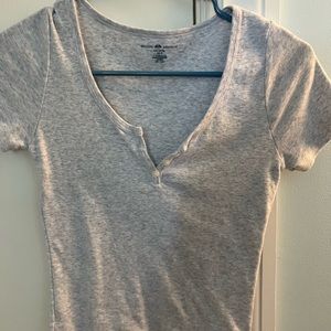 Brandy Melville grey half button short sleeve